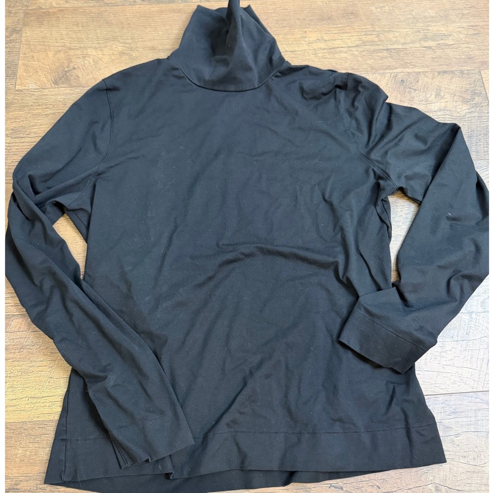 Brooks Brothers Turtleneck Top Women Large Black Long Sleeve Stretch Cotton